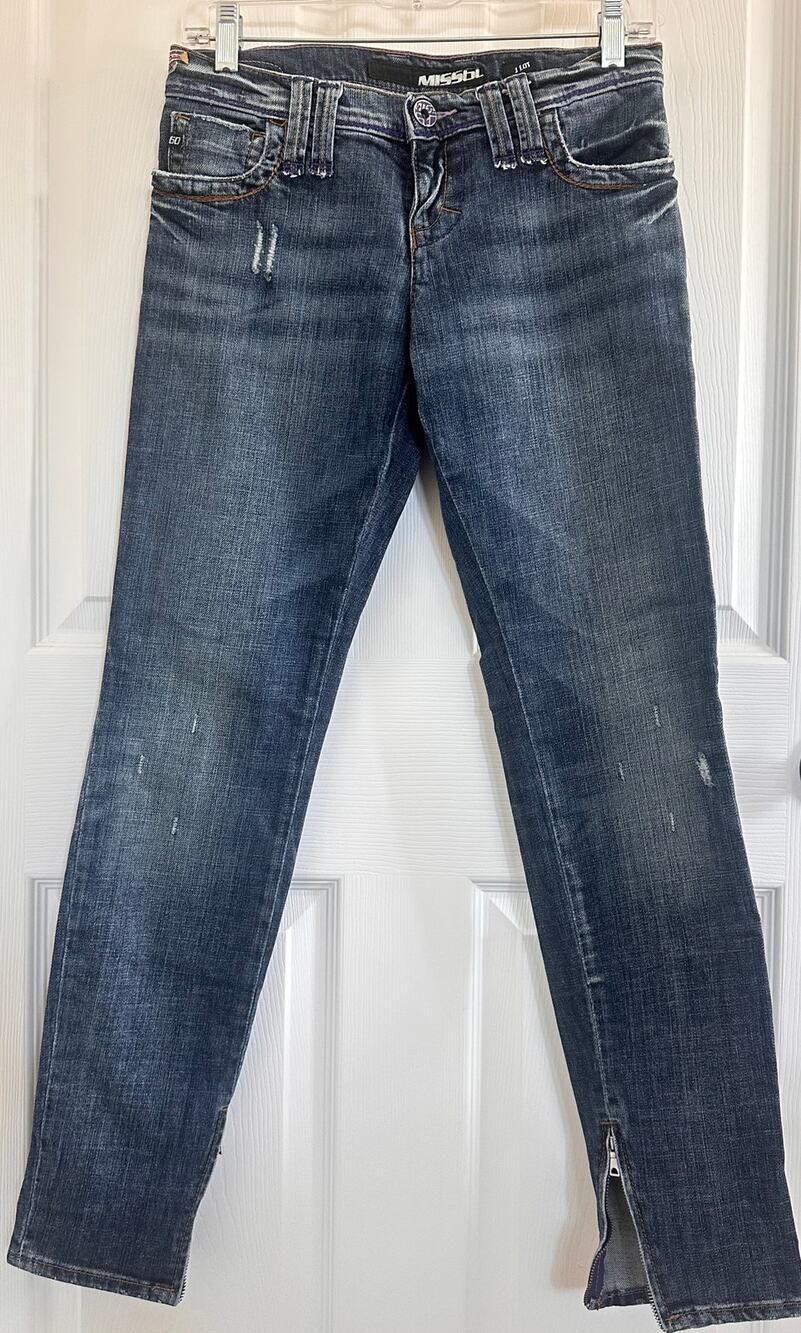 Miss Sixty J Lot Jeans Size 27 Dark Wash Ankle Zip Y2K Low Rise